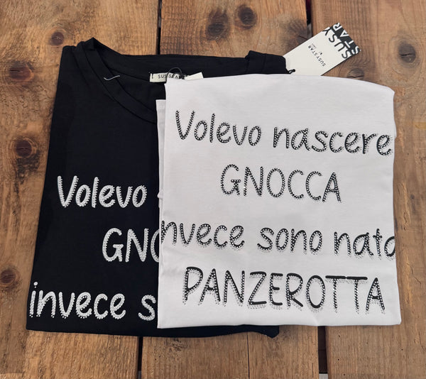 T-SHIRT SCRITTA - VOLEVO NASCERE GNOCCA ...