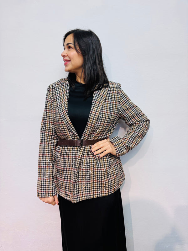 GIACCA CHECK C/CINTURA