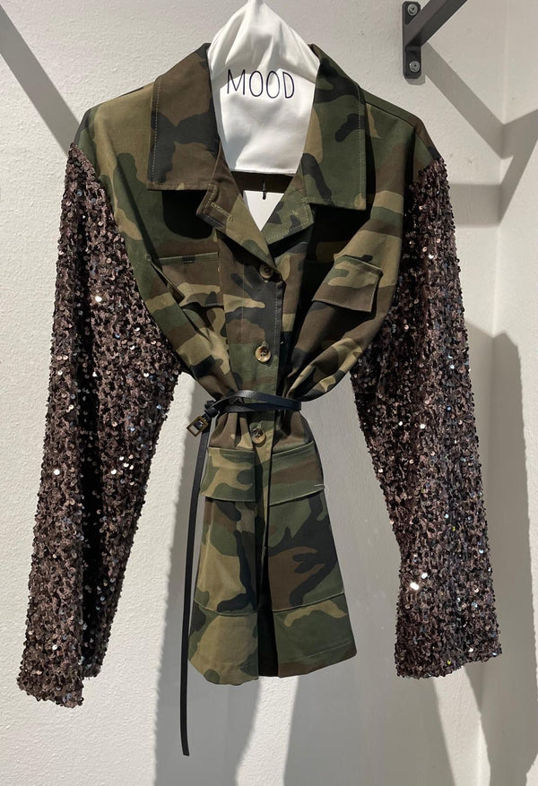 GIACCA CAMICIA CAMUFLAGE CON M/PAILLETTES